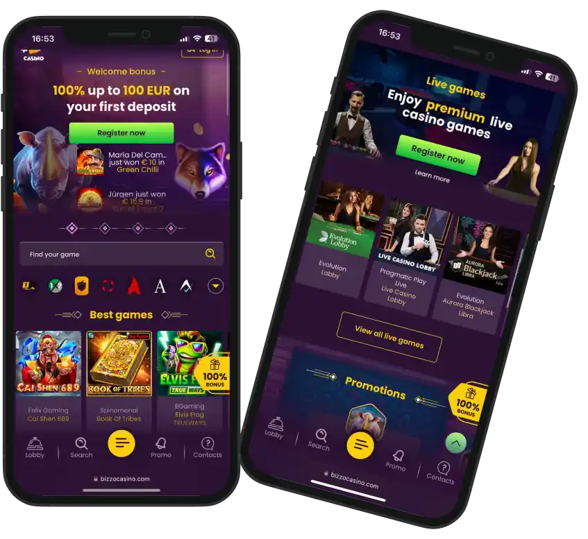 Bizzo Casino on a mobile phone