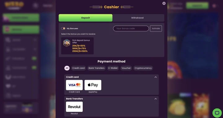 Deposit and play step